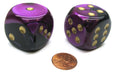 Gemini 30mm Large D6 Chessex Dice, 2 Pieces - Black-Purple with Gold Pips