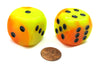 Gemini 30mm Large D6 Chessex Dice, 2 Pieces - Orange-Yellow with Black Pips