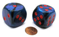 Gemini 30mm Large D6 Chessex Dice, 2 Pieces - Black-Starlight with Red Pips