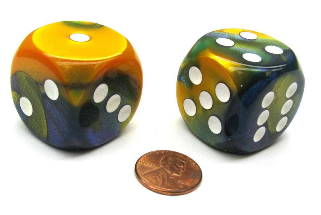 Gemini 30mm Large D6 Chessex Dice, 2 Pieces - Masquerade with White Pips