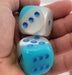 Luminary Gemini 30mm Large D6 Dice, 2 Pieces - Pearl Turquoise-White with Blue