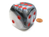 Gemini 50mm Huge Large D6 Chessex Dice, 1 Piece - Black-White with Red Pips