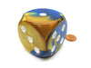Gemini 50mm Huge Large D6 Chessex Dice, 1 Piece - Blue-Gold with White Pips