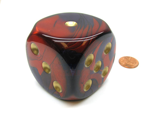 Gemini 50mm Huge Large D6 Chessex Dice, 1 Piece - Purple-Red with Gold Pips