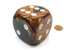 Gemini 50mm Huge Large D6 Chessex Dice, 1 Piece - Black-Copper with White Pips