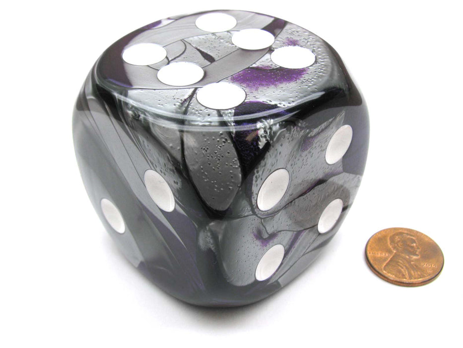 Gemini 50mm Huge Large D6 Chessex Dice, 1 Piece - Purple-Steel with White Pips