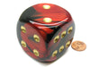 Gemini 50mm Huge Large D6 Chessex Dice, 1 Piece - Black-Red with Gold Pips