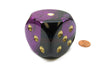Gemini 50mm Huge Large D6 Chessex Dice, 1 Piece - Black-Purple with Gold Pips