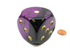 Gemini 50mm Huge Large D6 Chessex Dice, 1 Piece - Black-Purple with Gold Pips
