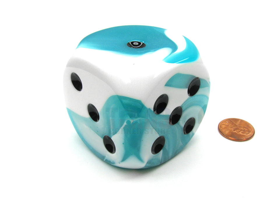 Gemini 50mm Huge Large D6 Chessex Dice, 1 Piece - Teal-White with Black Pips
