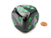 Gemini 50mm Huge Large D6 Chessex Dice, 1 Piece - Black-Grey with Green Pips