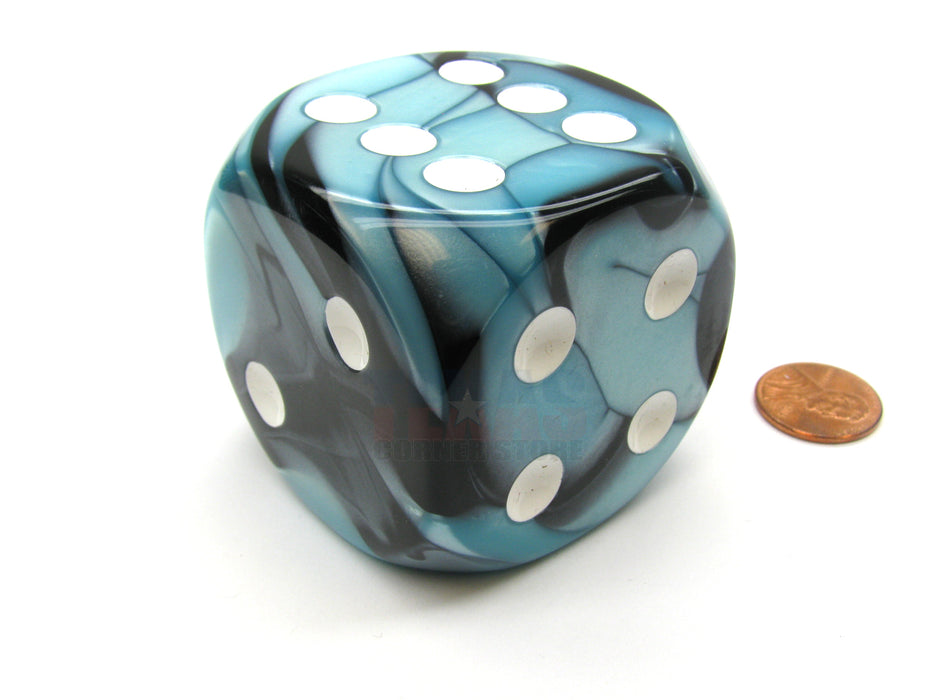 Gemini 50mm Huge Large D6 Chessex Dice, 1 Piece - Black-Shell with White Pips