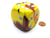 Gemini 50mm Huge Large D6 Chessex Dice, 1 Piece - Red-Yellow with Silver Pips