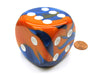 Gemini 50mm Huge Large D6 Chessex Dice, 1 Piece - Blue-Orange with White Pips