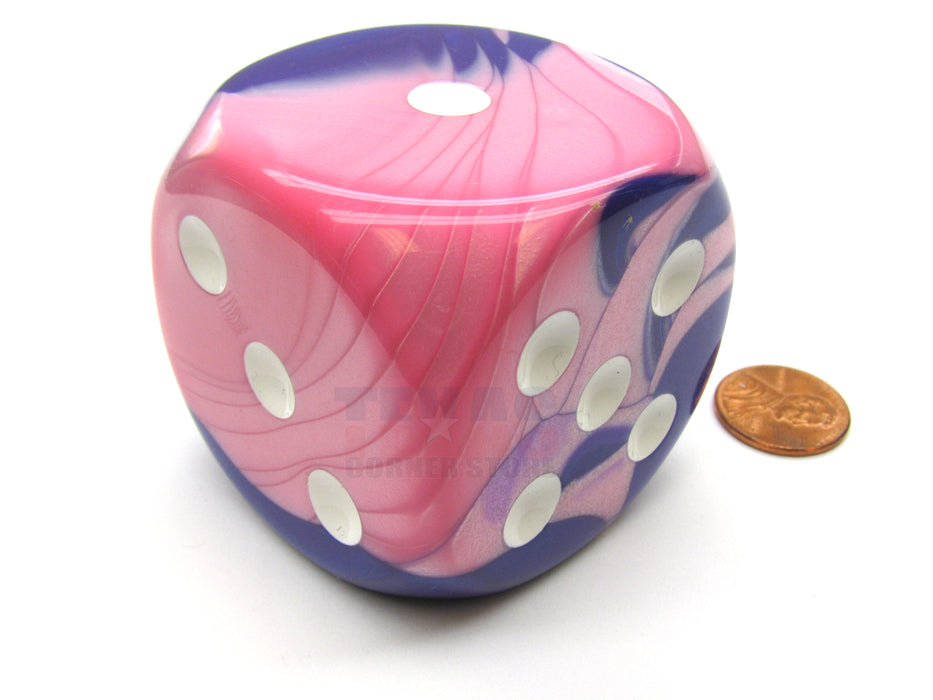 Gemini 50mm Huge Large D6 Chessex Dice, 1 Piece - Pink-Purple with White Pips