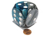 Gemini 50mm Huge Large D6 Chessex Dice, 1 Piece - Steel-Teal with White Pips