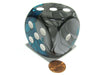 Gemini 50mm Huge Large D6 Chessex Dice, 1 Piece - Steel-Teal with White Pips