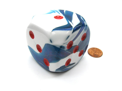 Gemini 50mm Huge Large D6 Chessex Dice, 1 Piece - Astral Blue-White with Red Pip