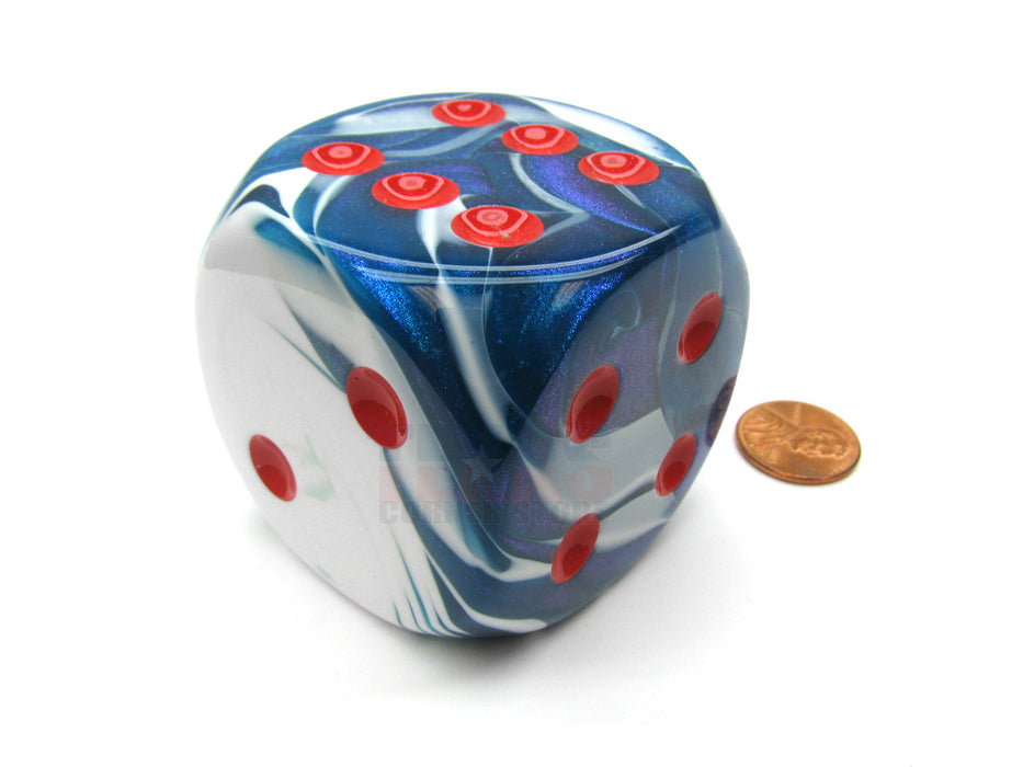 Gemini 50mm Huge Large D6 Chessex Dice, 1 Piece - Astral Blue-White with Red Pip