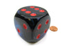 Gemini 50mm Huge Large D6 Chessex Dice, 1 Piece - Black-Starlight with Red Pips