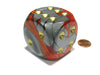 Gemini 50mm Huge Large D6 Chessex Dice, 1 Piece - Orange-Steel with Gold Pips