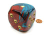 Gemini 50mm Huge Large D6 Chessex Dice, 1 Piece - Red-Teal with Gold Pips