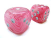 Ghostly 30mm Large D6 Chessex Dice, 2 Pieces - Pink with Silver Pips