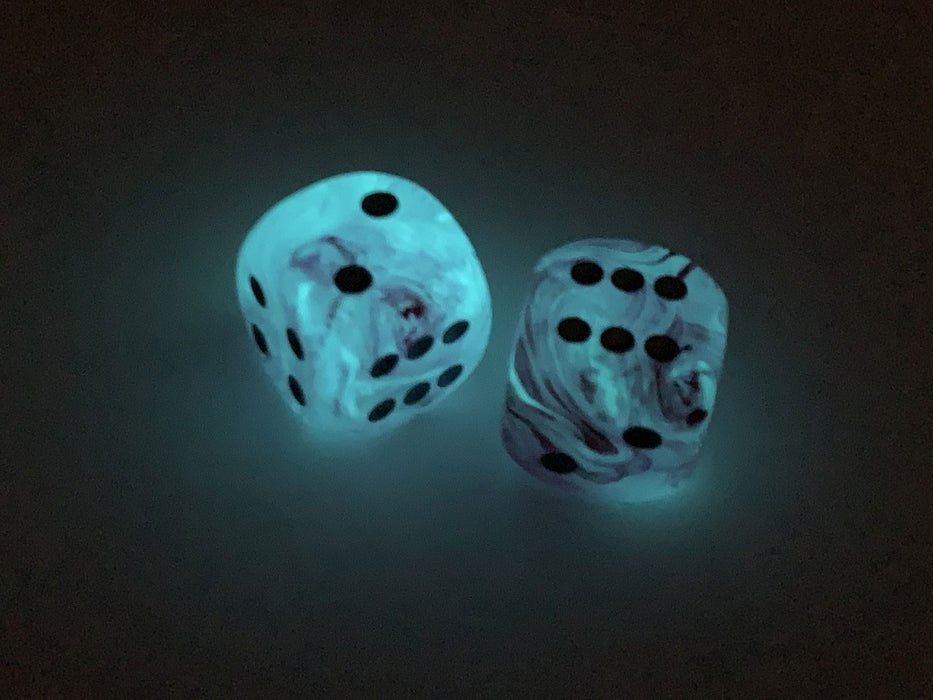 Ghostly 30mm Large D6 Chessex Dice, 2 Pieces - Pink with Silver Pips