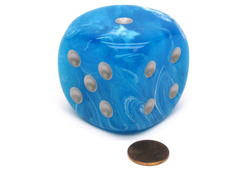 Luminary 50mm Huge Large D6 Chessex Dice, 1 Piece - Sky with Silver Pips