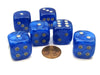 Velvet 20mm Big D6 Chessex Dice, 6 Pieces - Blue with Silver Pips