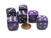 Velvet 20mm Big D6 Chessex Dice, 6 Pieces - Purple with Silver Pips