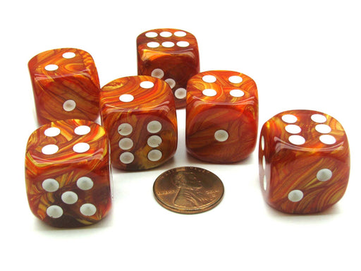 Lustrous 20mm Big D6 Chessex Dice, 6 Pieces - Bronze with White Pips