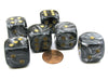 Lustrous 20mm Big D6 Chessex Dice, 6 Pieces - Black with Gold Pips