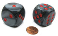 Velvet 30mm Large D6 Chessex Dice, 2 Pieces - Black with Red Pips