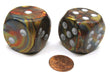Lustrous 30mm Large D6 Chessex Dice, 2 Pieces - Gold with Silver Pips