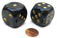 Lustrous 30mm Large D6 Chessex Dice, 2 Pieces - Shadow with Gold Pips
