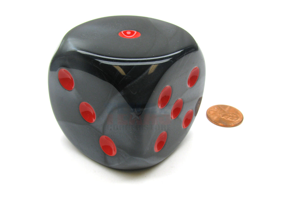Velvet 50mm Huge Large D6 Chessex Dice, 1 Piece - Black with Red Pips