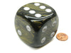 Leaf 50mm Huge Large D6 Chessex Dice, 1 Piece - Black Gold with Silver Pips