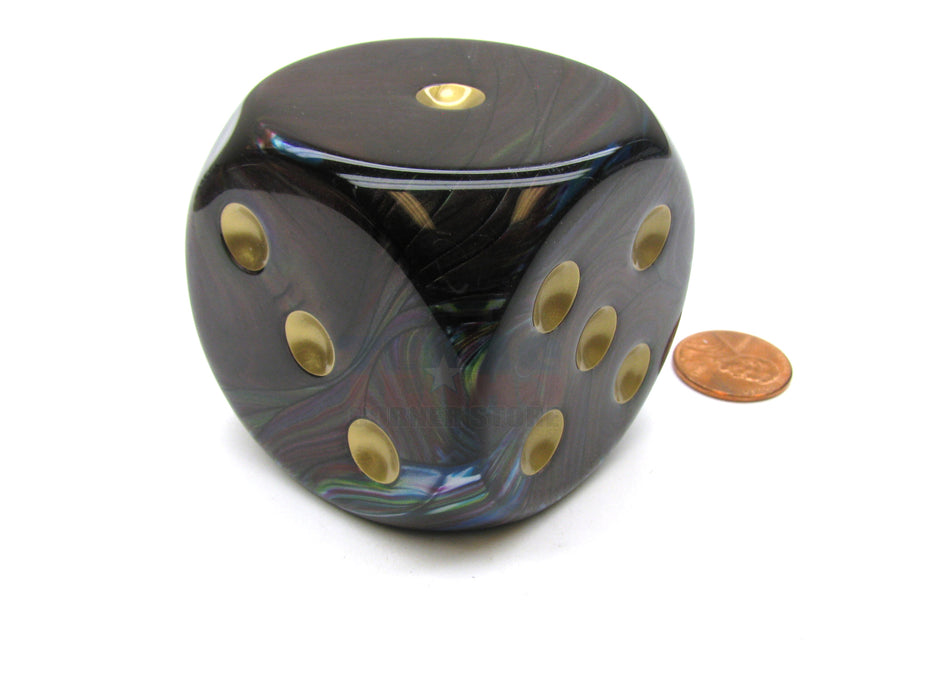 Lustrous 50mm Huge Large D6 Chessex Dice, 1 Piece - Shadow with Gold Pips