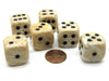 Marble 20mm Big D6 Chessex Dice, 6 Pieces - Ivory with Black Pips