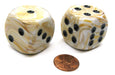 Marble 30mm Large D6 Chessex Dice, 2 Pieces - Ivory with Black Pips