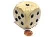 Marble 50mm Huge Large D6 Chessex Dice, 1 Piece - Ivory with Black Pips