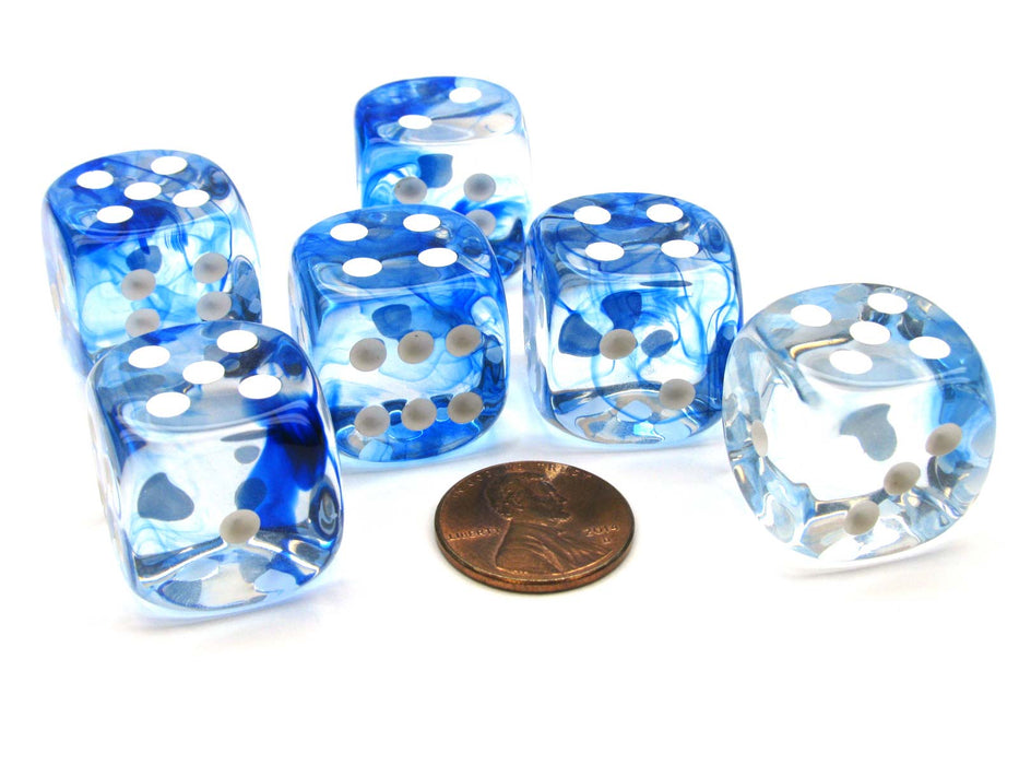 Nebula 20mm Big D6 Chessex Dice, 6 Pieces - Dark Blue with White Pips
