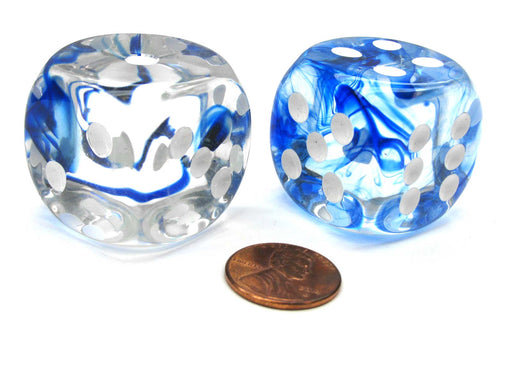 Nebula 30mm Large D6 Chessex Dice, 2 Pieces - Dark Blue with White Pips