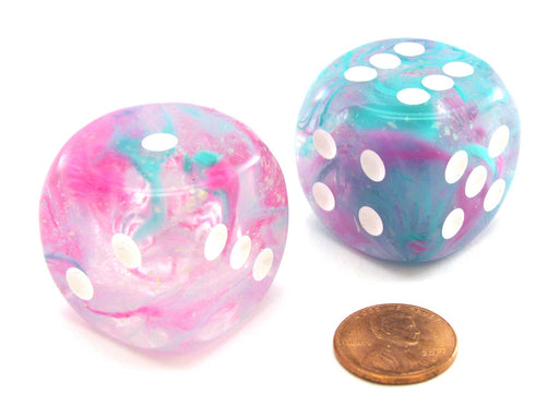 Nebula 30mm Large D6 Dice, 2 Pieces - Wisteria with White Pips