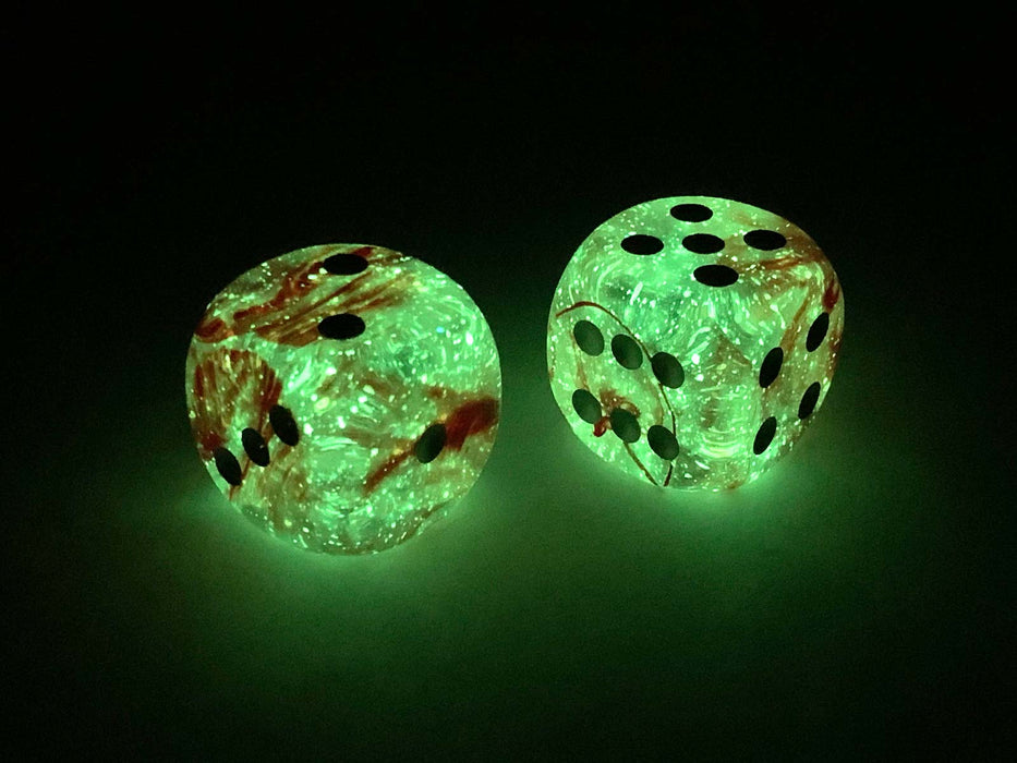 Nebula 30mm Large D6 Dice, 2 Pieces - Red with Silver Pips