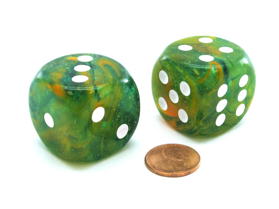Nebula 30mm Large D6 Dice, 2 Pieces - Spring with White Pips