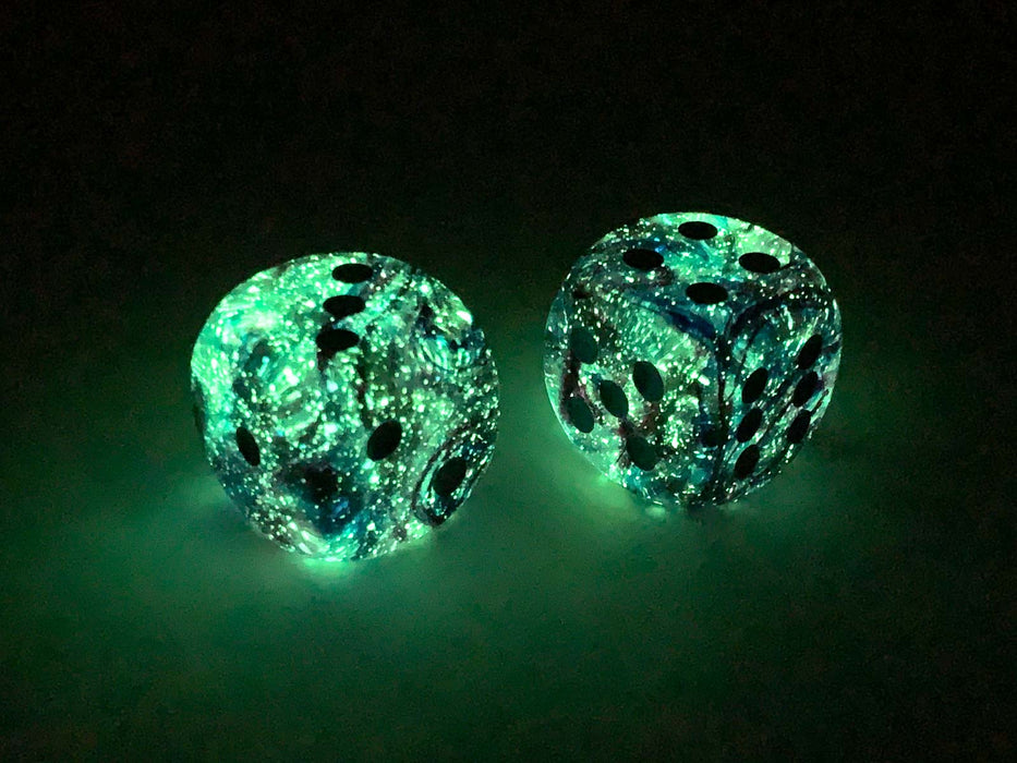 Nebula 30mm Large D6 Dice, 2 Pieces - Nocturnal with Blue Pips