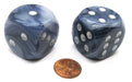Phantom 30mm Large D6 Chessex Dice, 2 Pieces - Black with Silver Pips