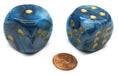 Phantom 30mm Large D6 Chessex Dice, 2 Pieces - Teal with Gold Pips